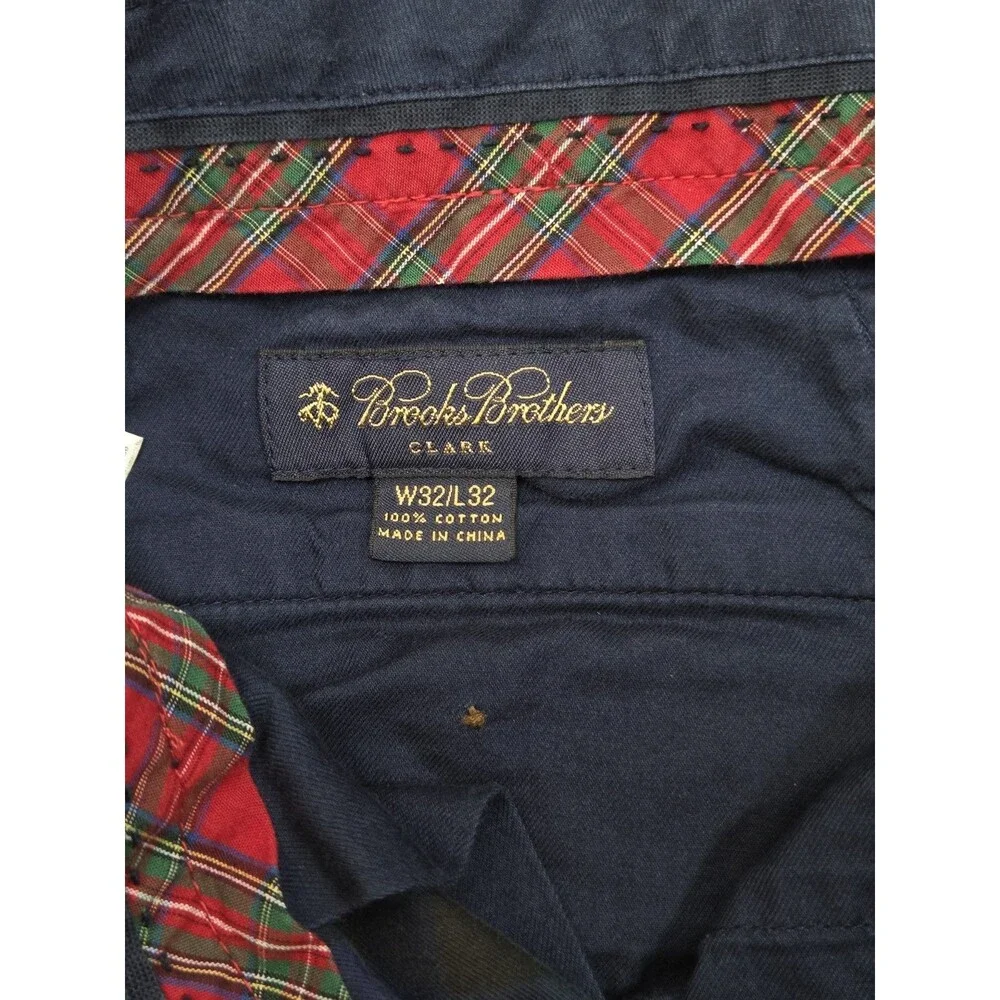 Brooks Brothers Men's 32x32 Clark Chinos Blue Green Black Watch Plaid Pants